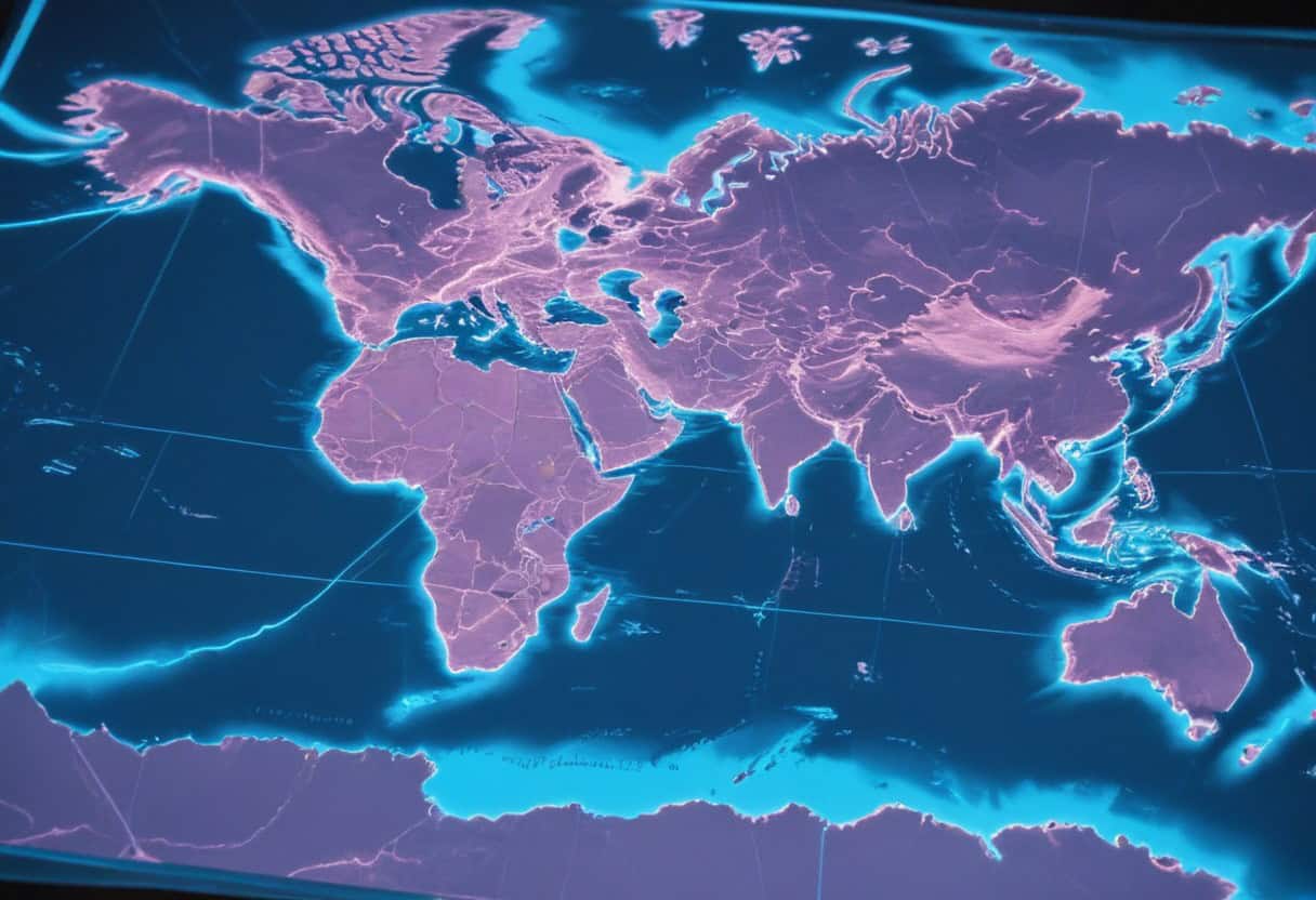 Digital world map with highlighted regions, illustrating how ADAMftd helps businesses identify the most accessible markets to support efficient market entry and reduce operational risks.